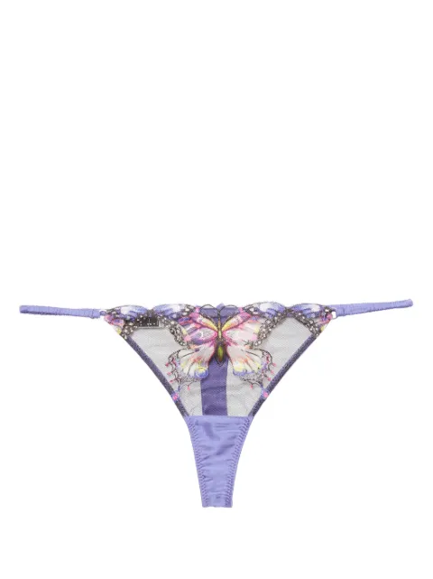 Fleur Du Mal butterfly-embroidered thong