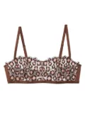 Fleur Du Mal leopard-embroidered boned bralette - Brown