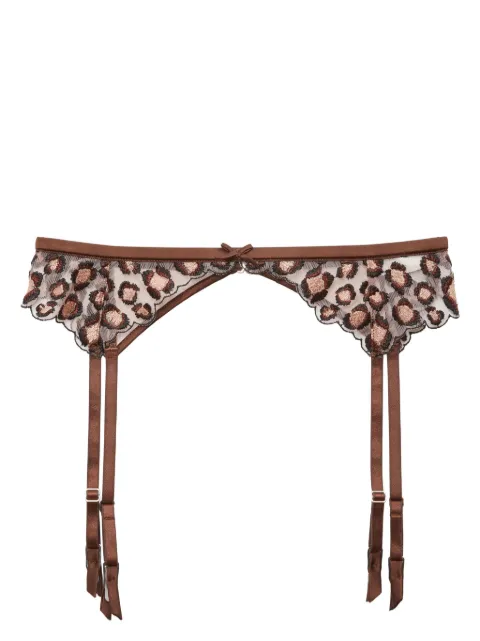 Fleur Du Mal leopard-embroidered garter belt