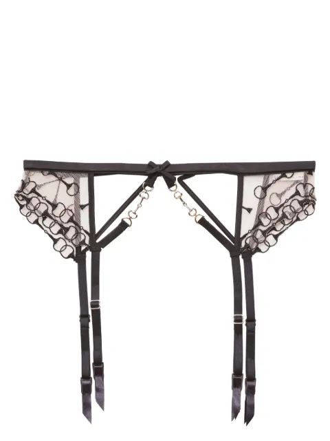 Fleur Du Mal Equestrian-embroidered garter belt