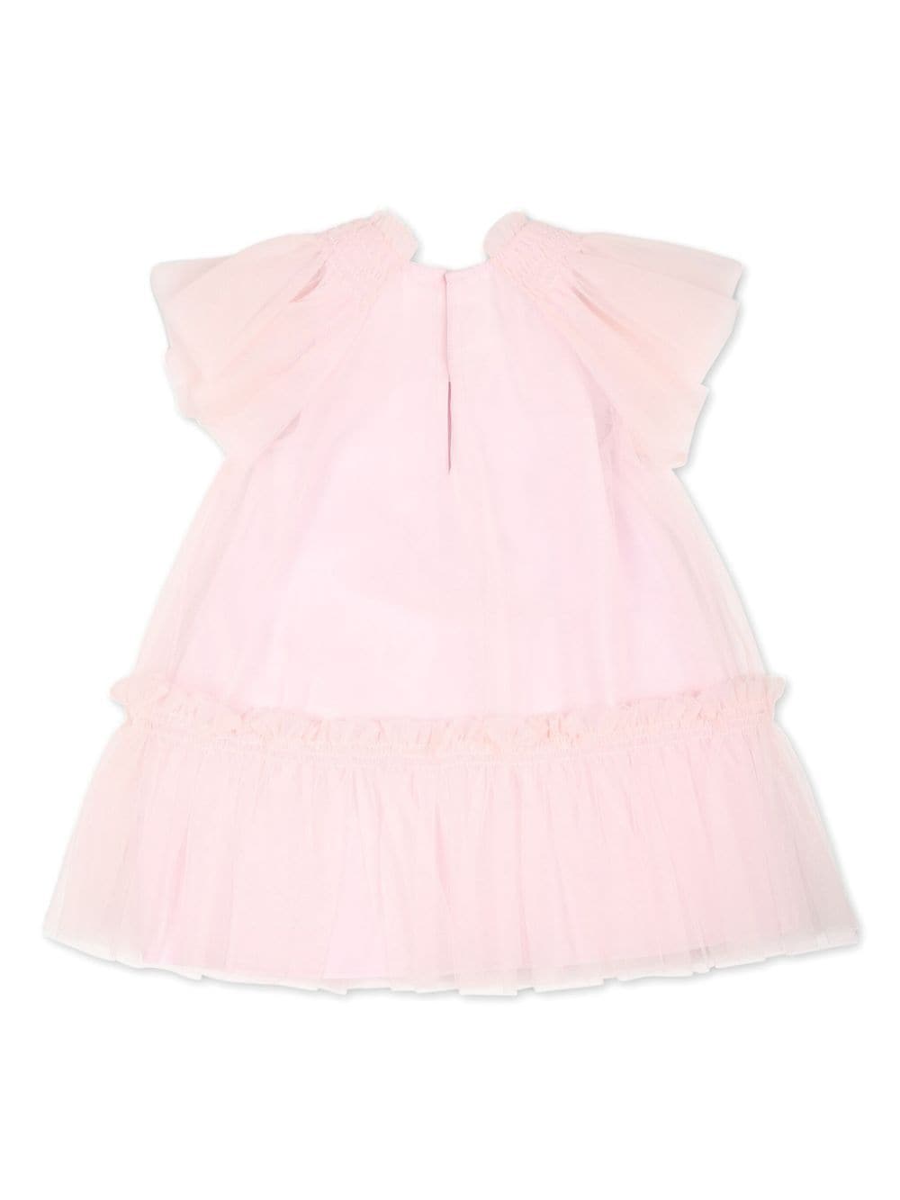 Shop Fendi Logo-embroidered Tulle Dress In Pink