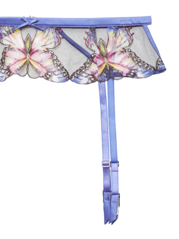 Fleur Du Mal butterfly-embroidered Garter Belt | Blue | FARFETCH Fleur Du Mal butterfly-embroidered Garter Belt | Blue | FARFETCH