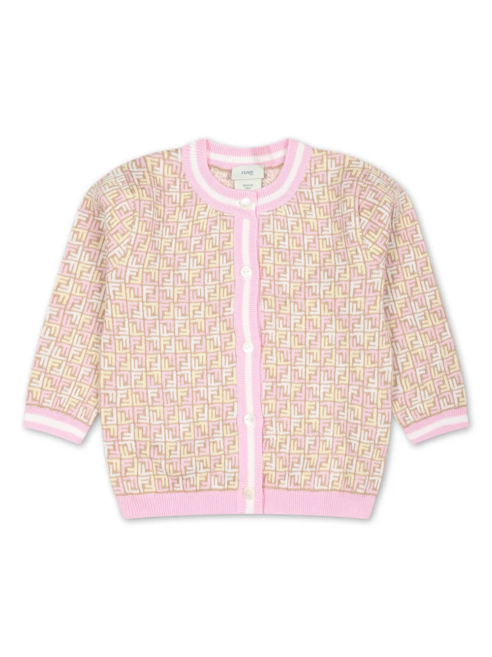 Fendi Kids Cardigan de algodão com intarsia FF | Neutro | Image 1