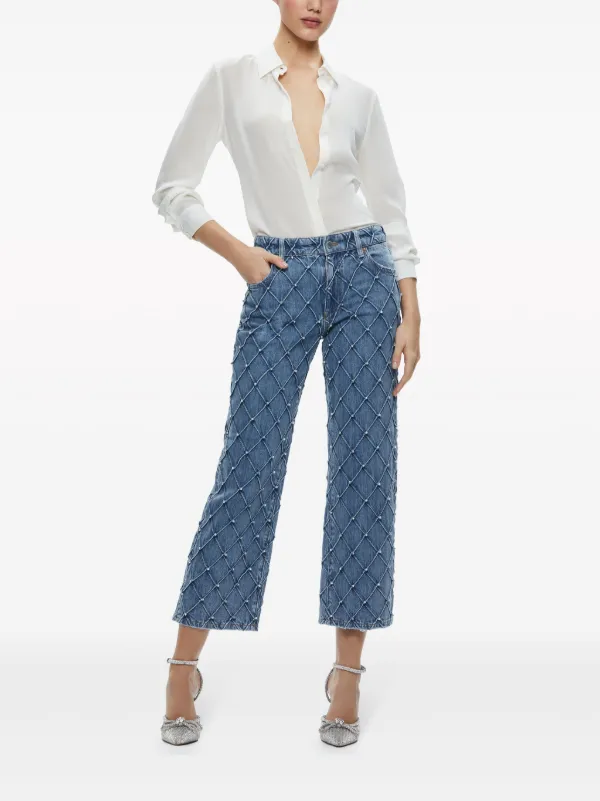 Alice + Olivia Weezy Quilted Cropped Jeans | Blue | FARFETCH Alice + Olivia Weezy Quilted Cropped Jeans | Blue | FARFETCH