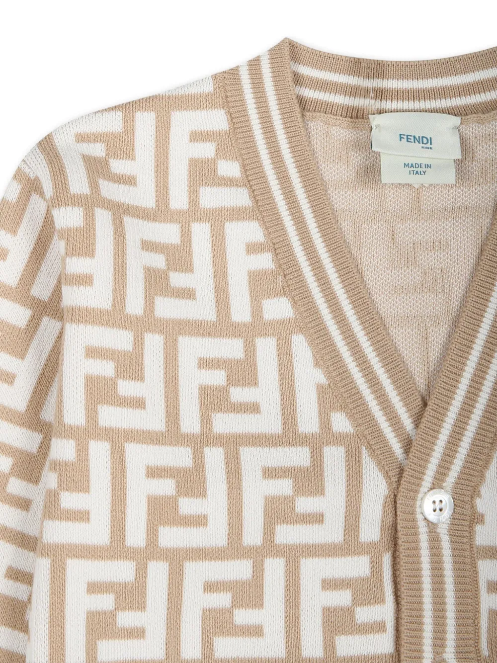 Shop Fendi Logo-intarsia Cardigan In White