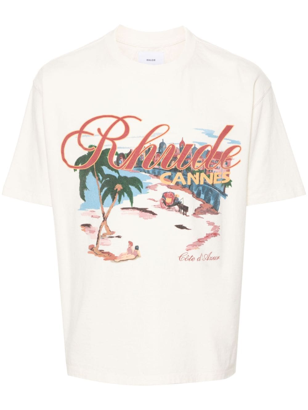 Shop Rhude Cannes Beach Cotton T-shirt In White