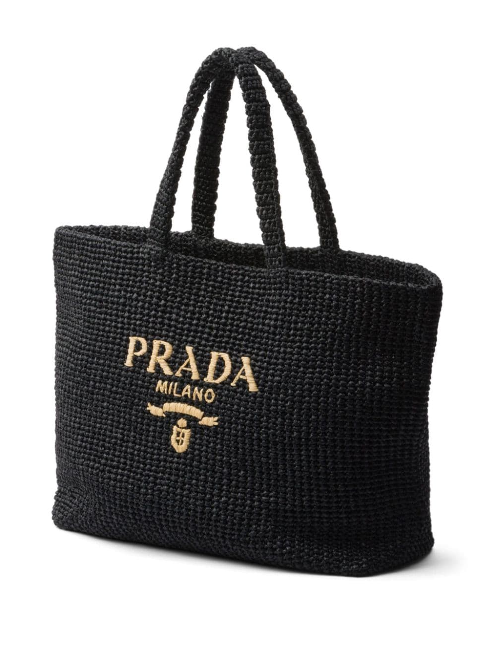 Shop Prada Logo-embroidered Tote Bag In Black