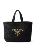 Prada logo-embroidered tote bag - Black