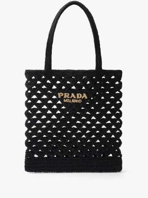 Prada woven crochet tote bag