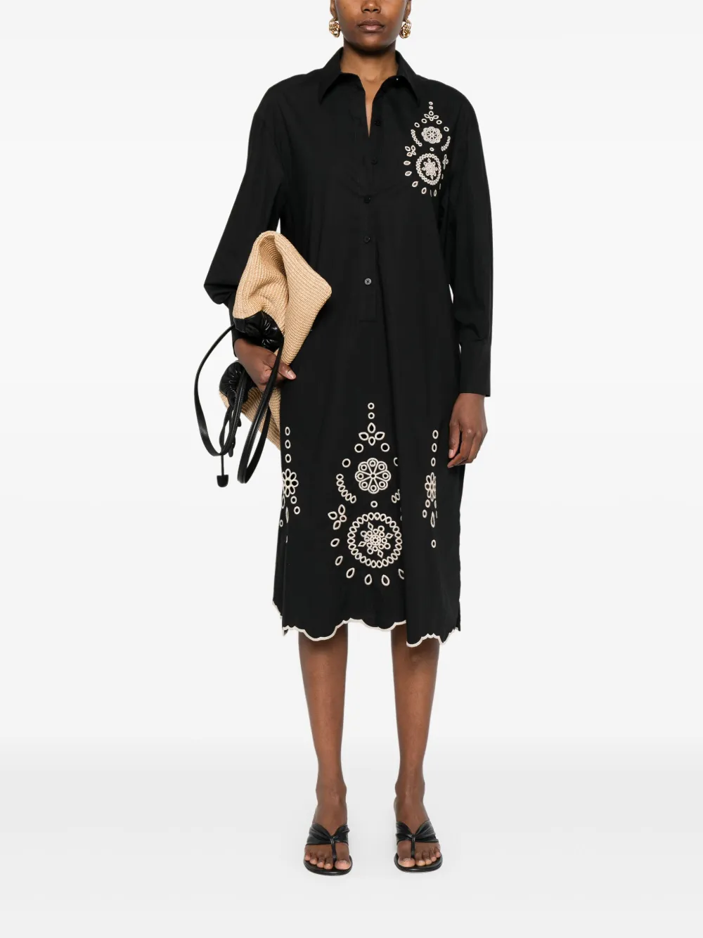 TWINSET embroidered shirt dress - Zwart