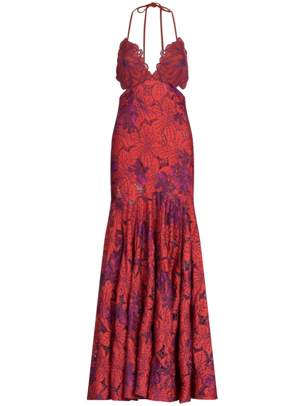 Silvia Tcherassi Cara Floral-embroidered Dress In Red