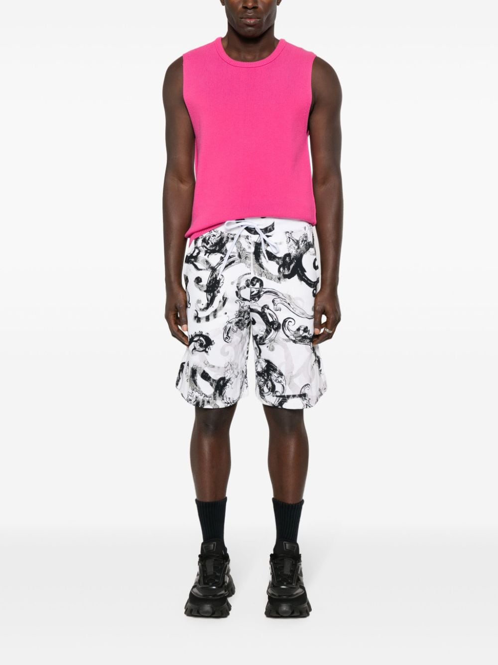 Versace Jeans Couture Watercolour Couture-print track shorts - Wit