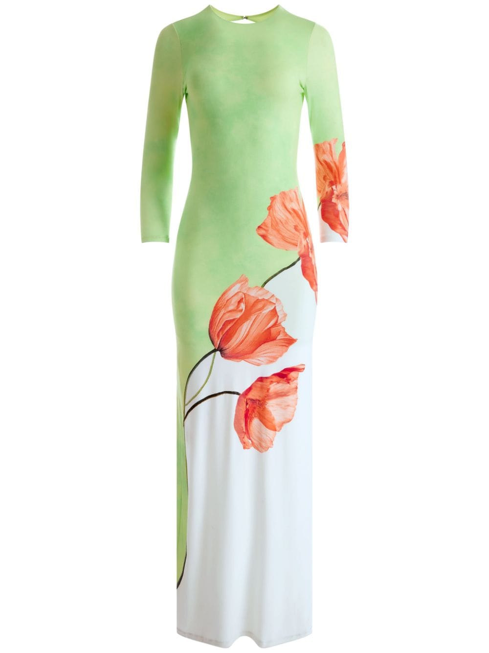 Shop Alice And Olivia Delora Tulip-print Dress In Green