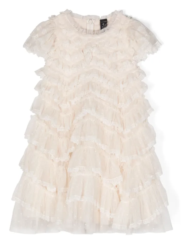 NEEDLE THREAD KIDS Ruffled Tiered Party Dress Neutrals FARFETCH PH