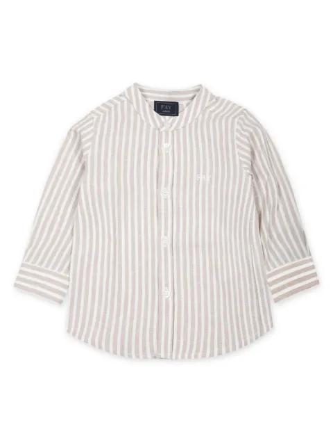 Fay Kids logo-embroidered striped shirt