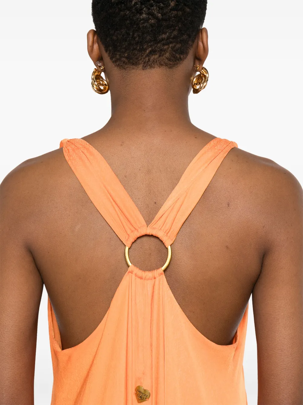 TWINSET Satijnen jurk met jacquard Oranje