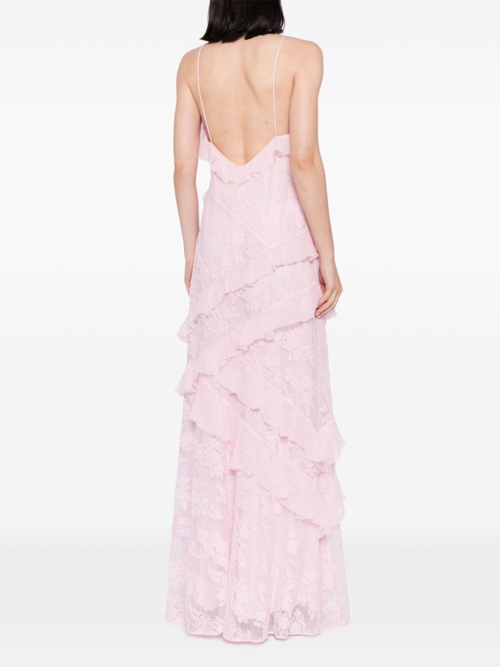 Shop Loveshackfancy Rialto Ruffle-detail Silk Dress In Pink