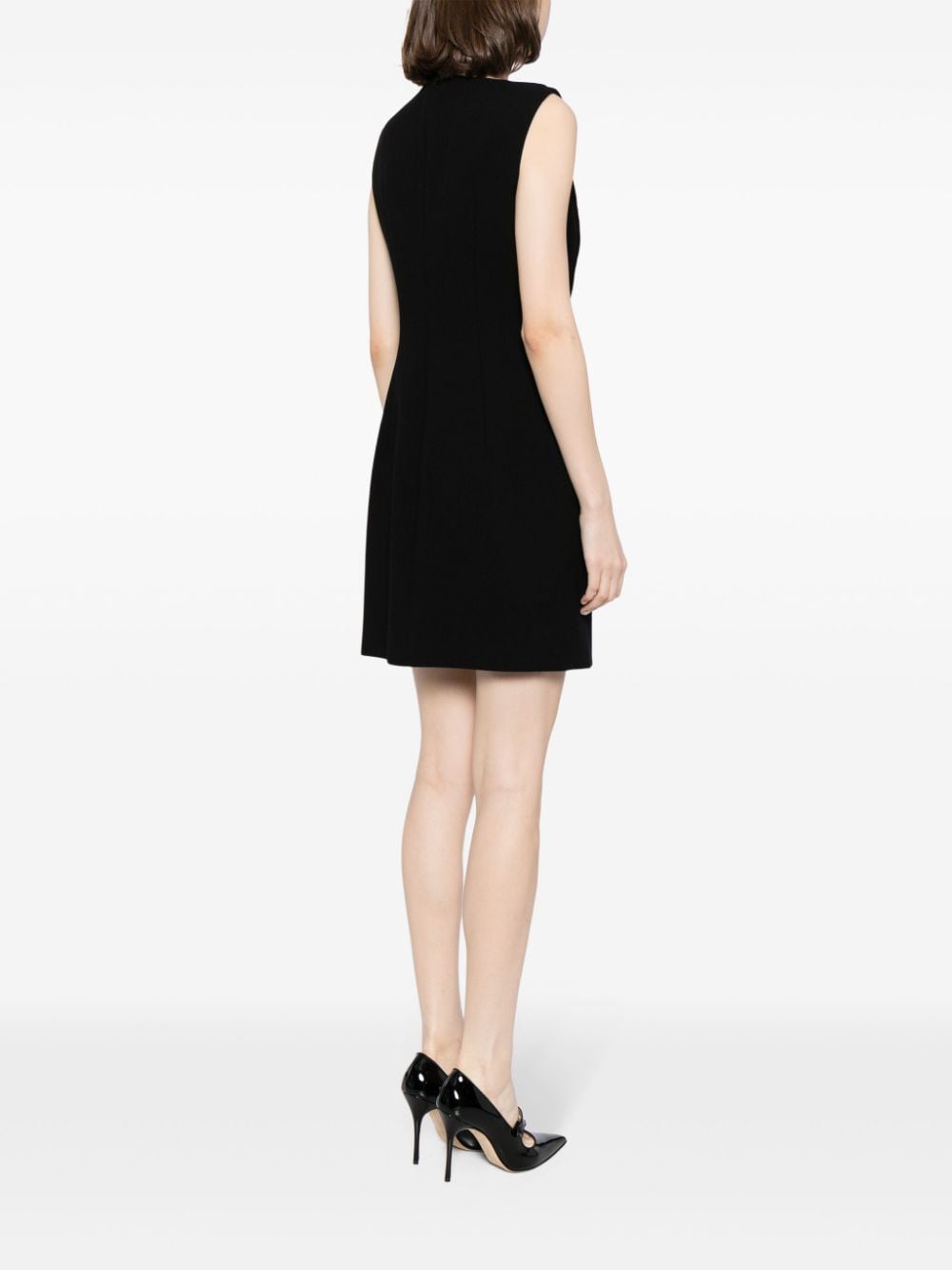 Shop Adam Lippes Aubrey Gold-button Wool Mini Dress In Black