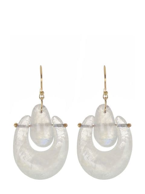 Ten Thousand Things aretes O'Keeffe pequeños en oro amarillo de 18kt con piedra de luna