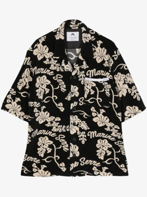 Marine Serre patterned-jacquard terry-cloth shirt