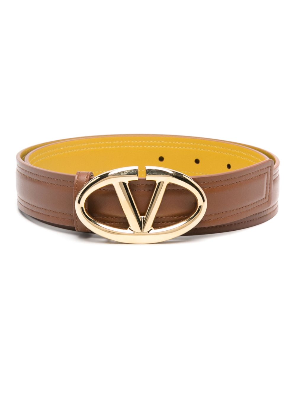 Valentino Garavani Vlogo Signature-buckle Leather Belt In Brown