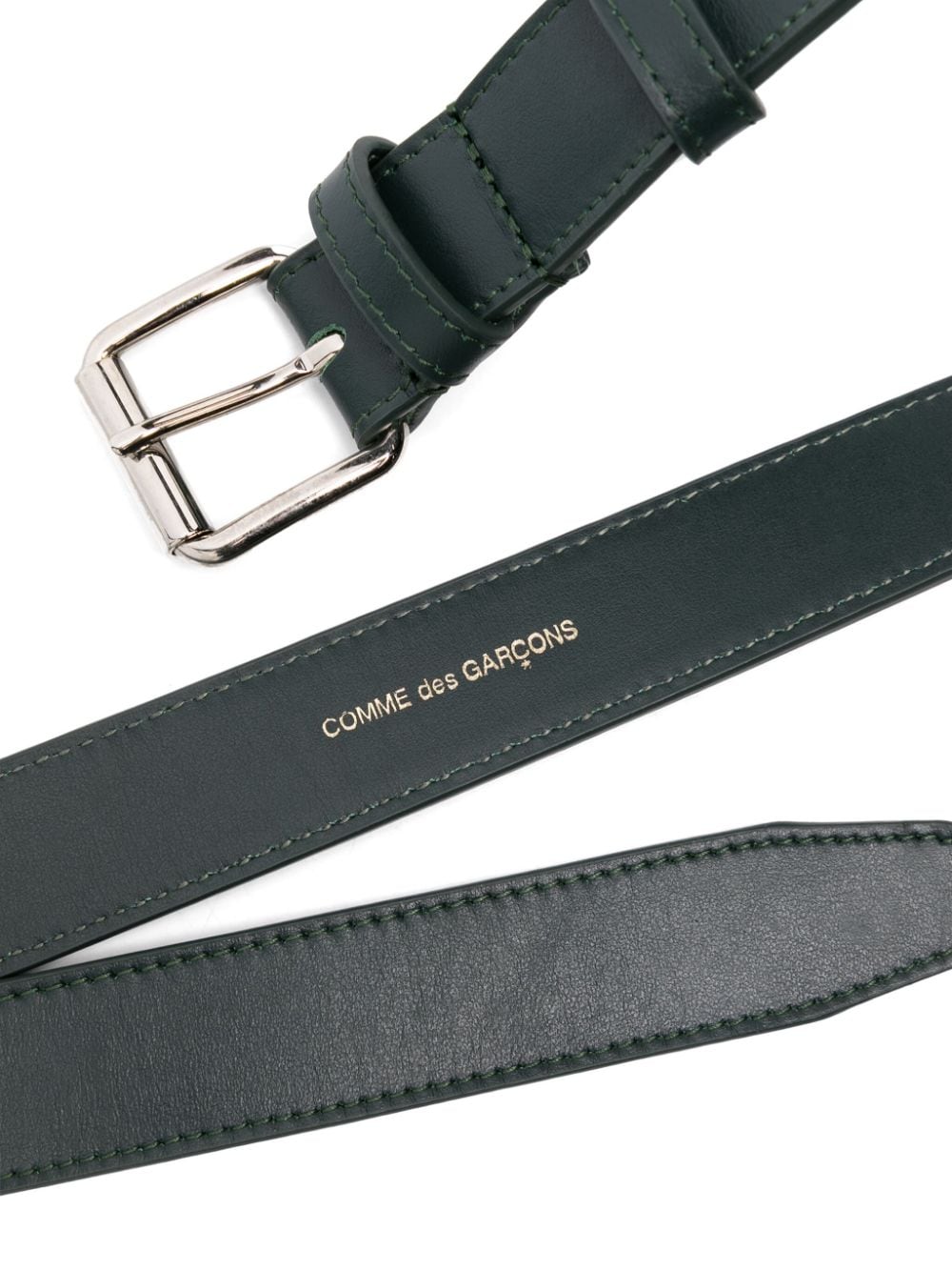 Shop Comme Des Garçons Buckle-fastening Leather Belt In Green