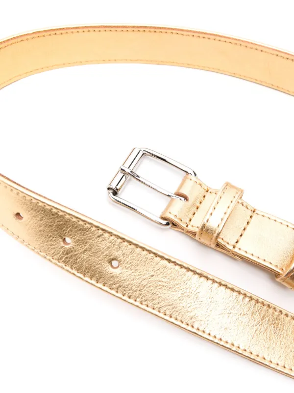 Comme Des Garçons Wallet Metallic Leather Belt | Gold