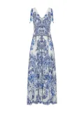 Camilla graphic-print flared dress - White