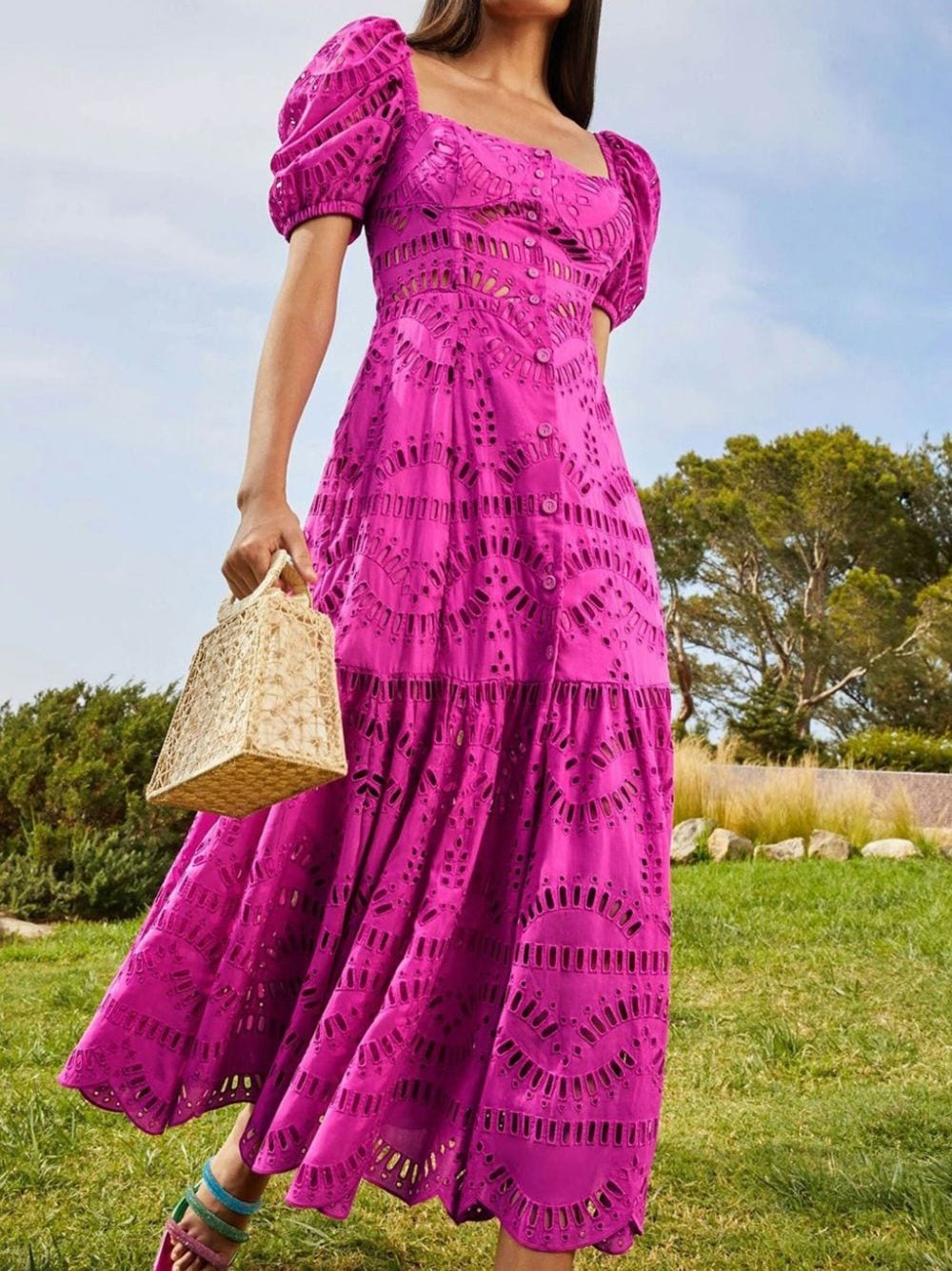 Charo Ruiz Ibiza Spiana maxi-jurk met borduurwerk Roze