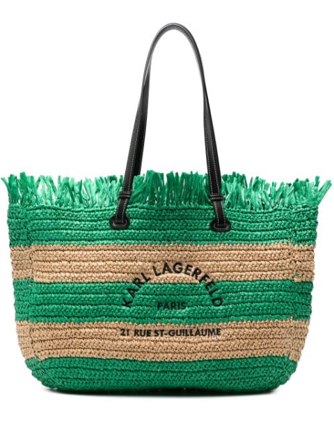 Karl Lagerfeld striped interwoven beach bag WOMEN