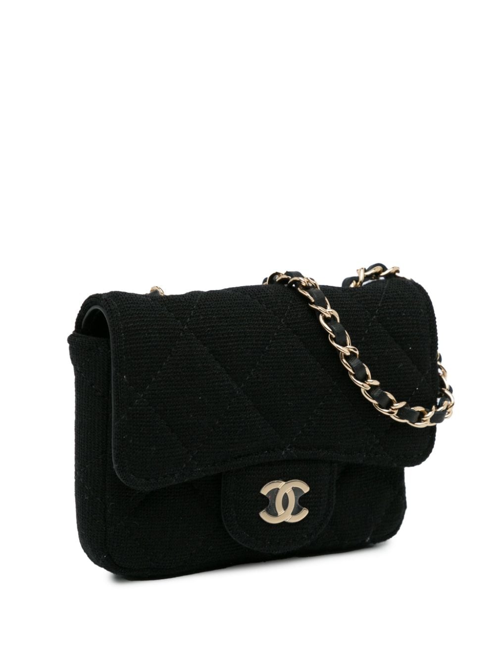 Pre-owned Chanel 2020   Cc Jersey Flap Chain Belt Bag In Black