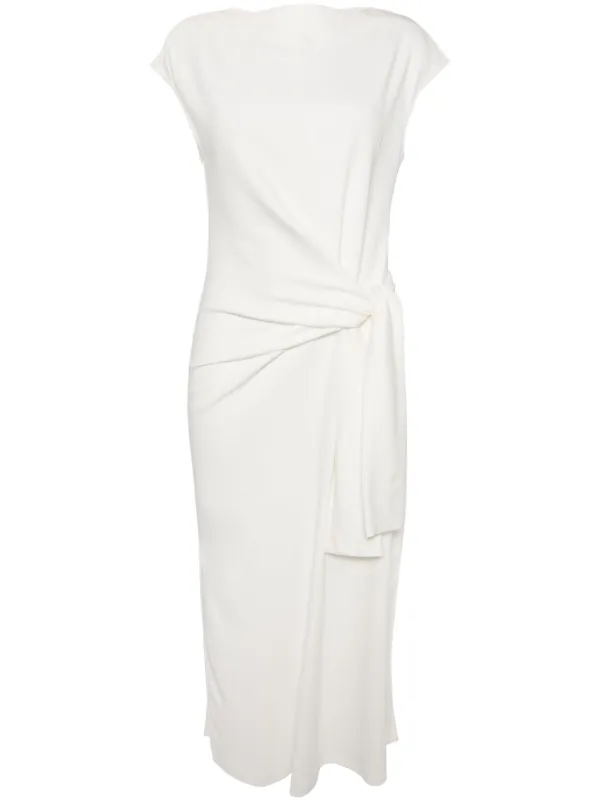 Goen.J knot-detail Sleeveless cotton-jersey Midi Dress | White | FARFETCH