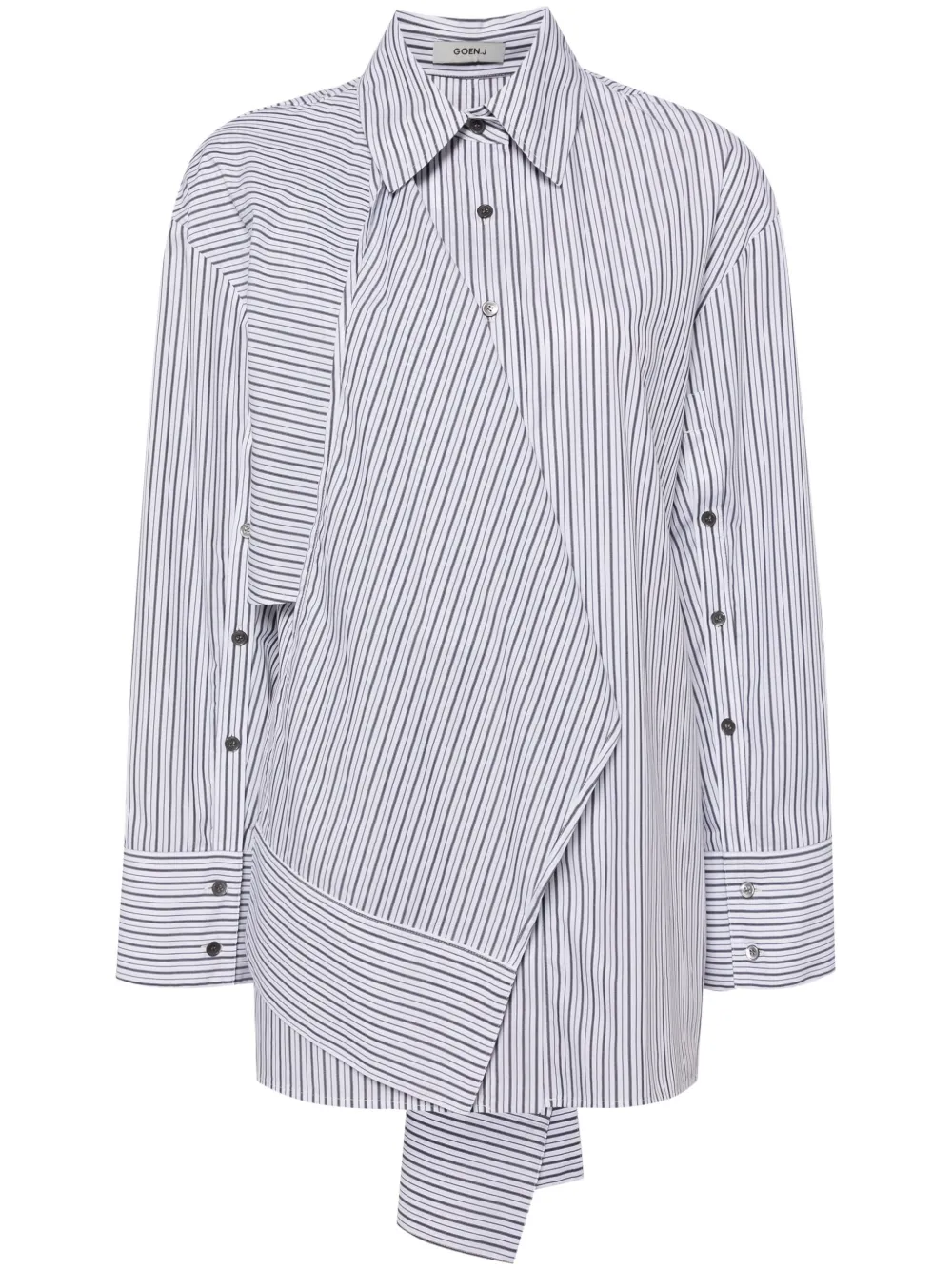 Goen J Stripe-print Cotton Shirt In Grey