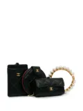 CHANEL Pre-Owned 2021 Pre-Owned Chanel Pearl Crown CC Wristlet Multi Pouches clutch bag - Black
