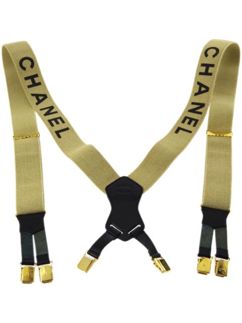 HOT SALE CHANEL 1990 logo-print suspenders Women