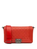 CHANEL Pre-Owned 2012 Pre-Owned Chanel Medium Lambskin Boy Galuchat Strap Flap crossbody bag - Red