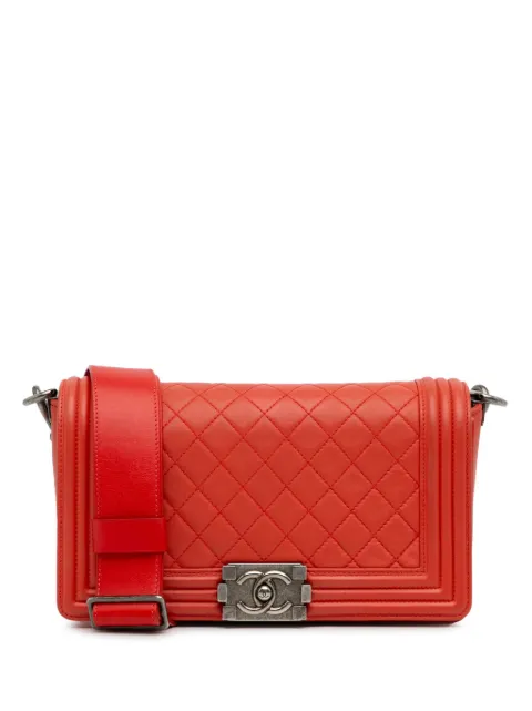 CHANEL Pre-Owned 2012 Pre-Owned Chanel Medium Lambskin Boy Galuchat Strap Flap crossbody bag