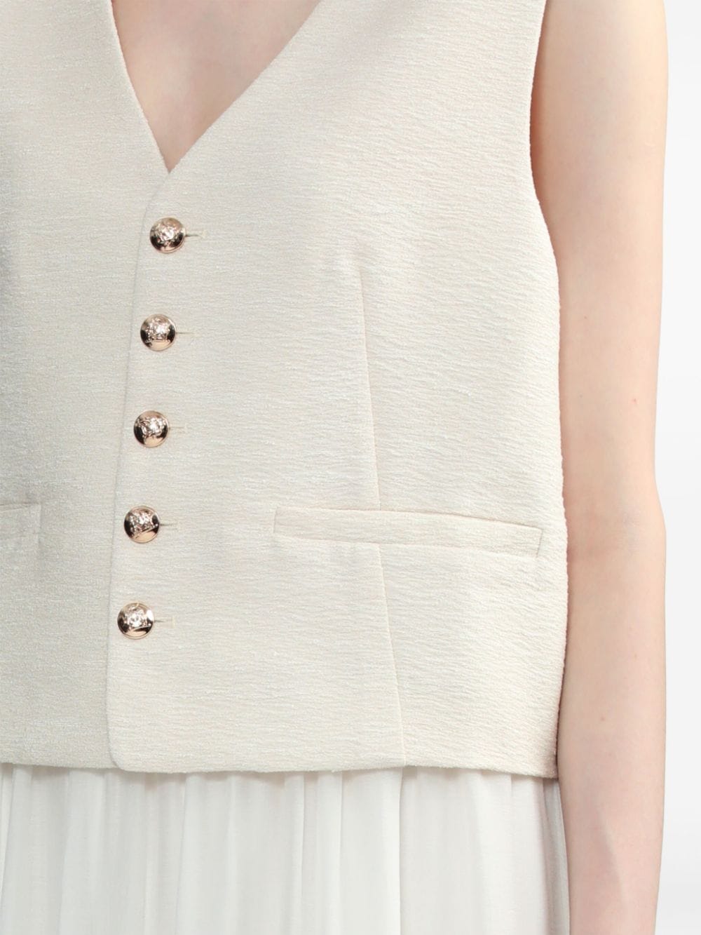 Shop Tout A Coup Button-up Textured Waistcoat In Neutrals