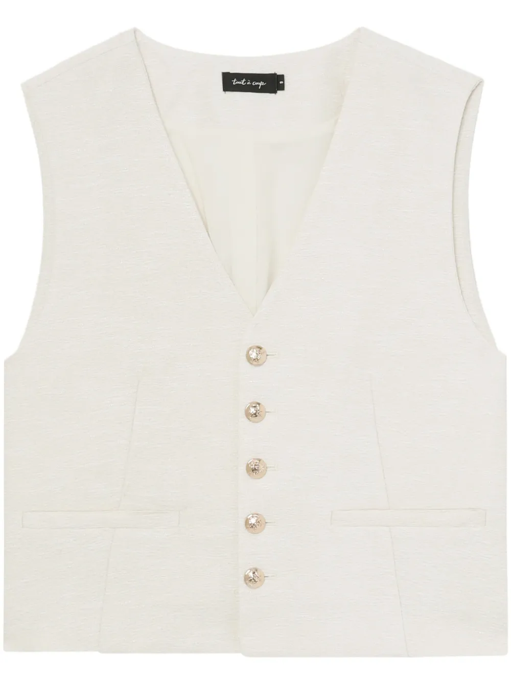 Tout A Coup Button-up Textured Waistcoat In Pink