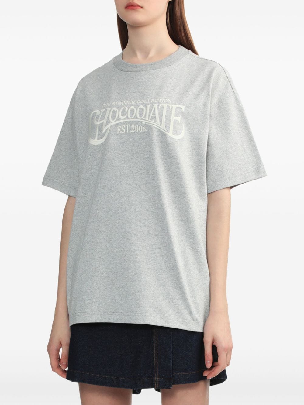 Shop Chocoolate Logo-embroidered Cotton T-shirt In Grey