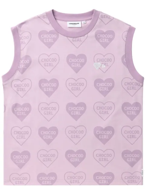 CHOCOOLATE heart-print cotton tank top