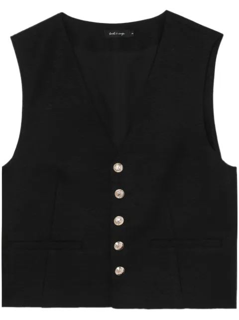 tout a coup button-up textured waistcoat 