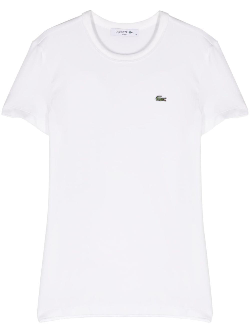 Shop Lacoste Logo-patch Cotton-blend T-shirt In White