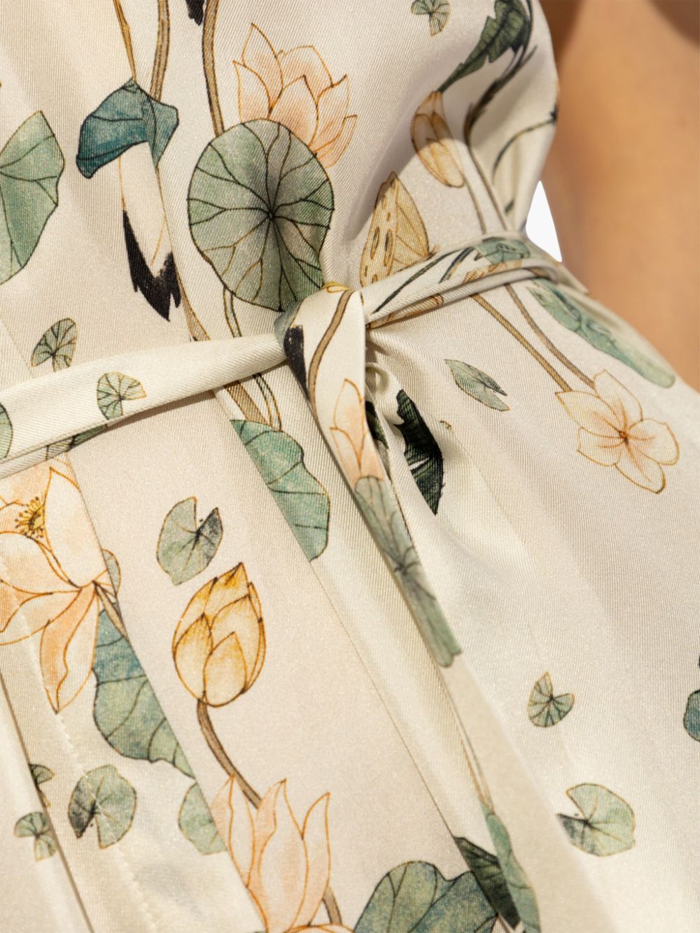Shop Munthe Flora Print Silk Dress In Neutrals