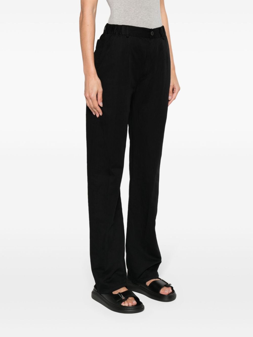 Shop Private 0204 Mid-rise Straight-leg Trousers In Black