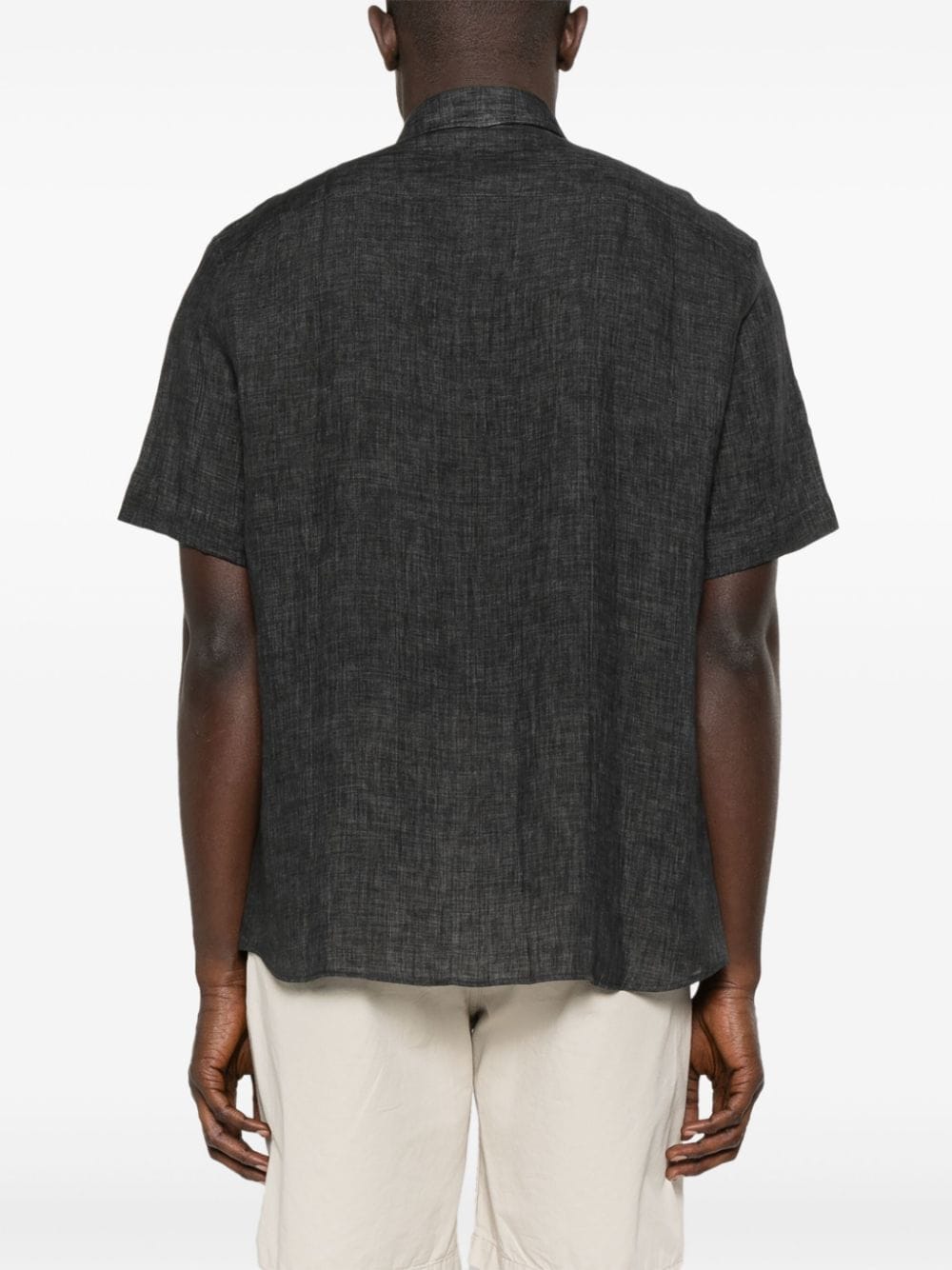 Shop Brunello Cucinelli Short-sleeve Linen Shirt In Grey