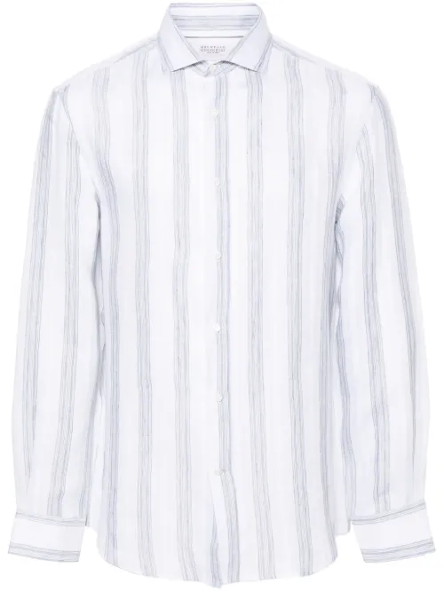 Chemise rayée en lin - Brunello Cucinelli - Modalova