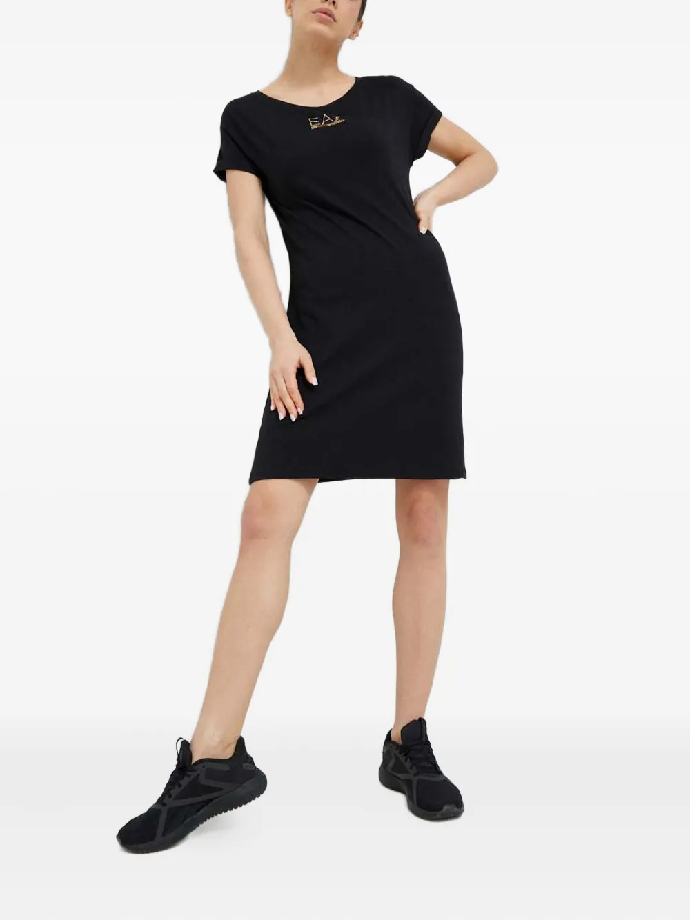 Ea7 Emporio Armani logo short-sleeve dress - Nero
