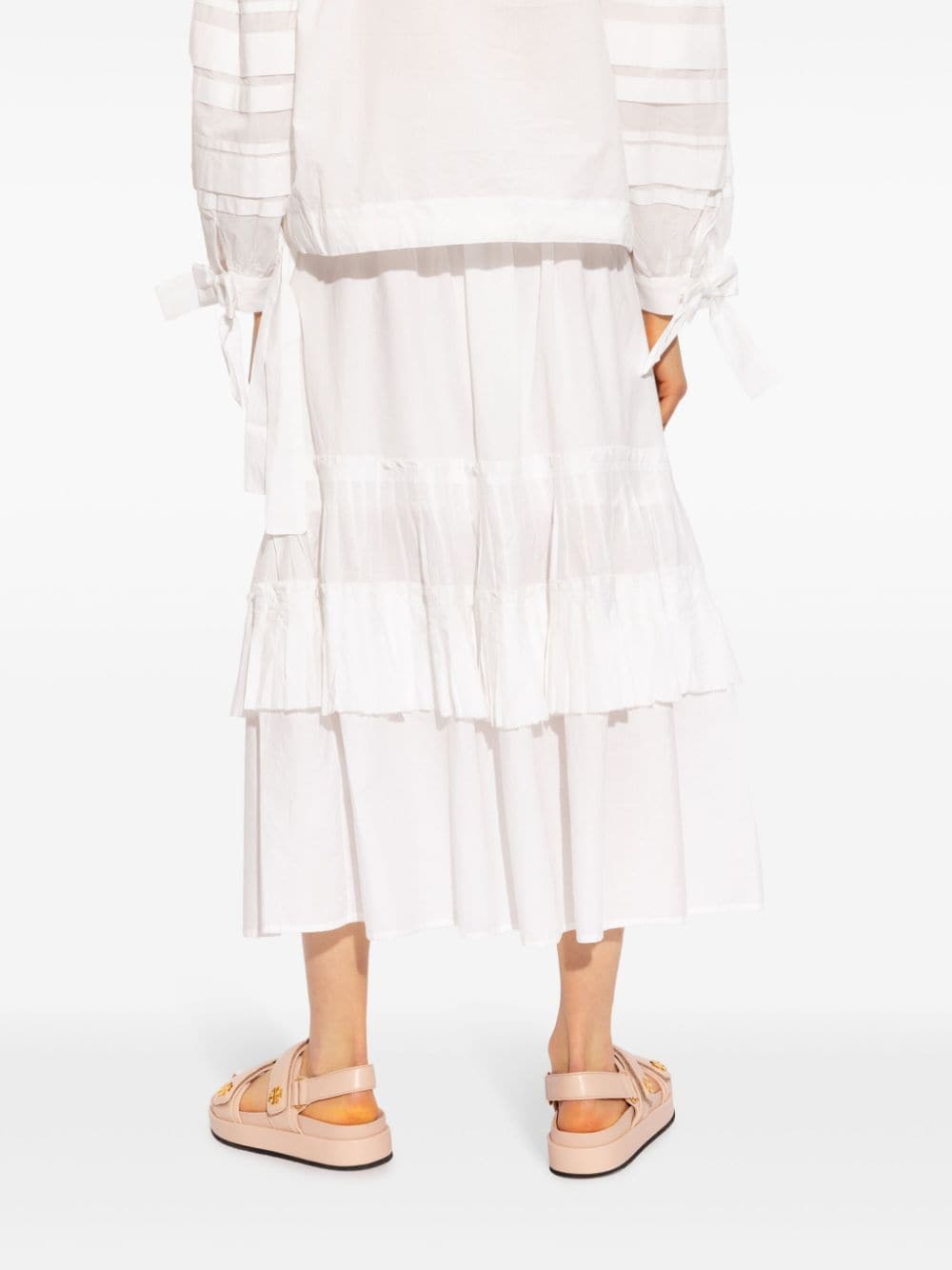 Shop Munthe Tiered Organic Cotton Skirt In White