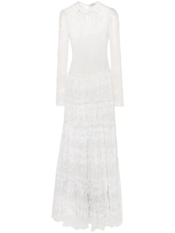 A.n.g.e.l.o. Vintage Cult 1970s Embroidered-mesh Maxi Dress - Neutrals
